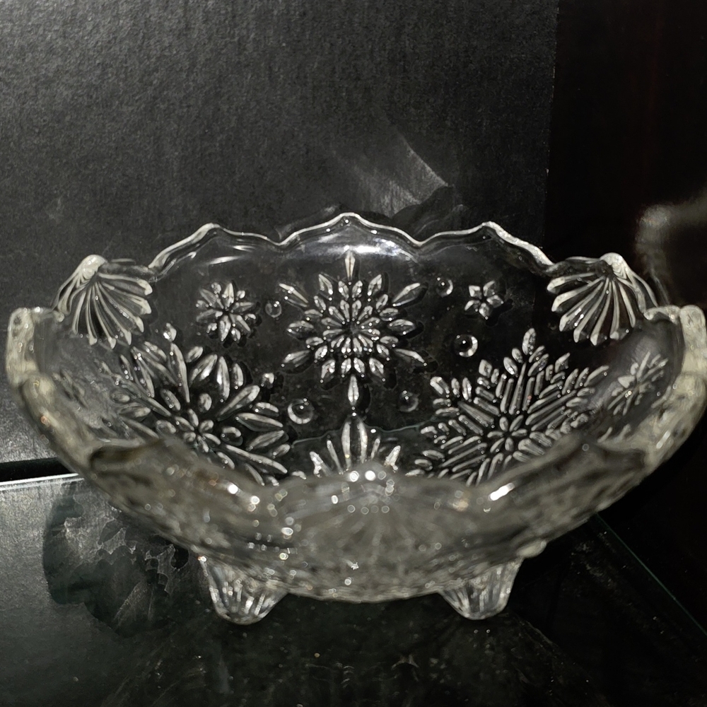 Intricate Floral Glass Bowl